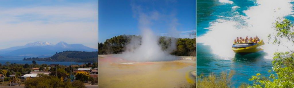Vulkane und dampfende Erde Volcanic Country auf Neuseeland
