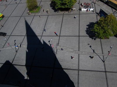 Schattenspiel der alten Katehdrale von Christchurch