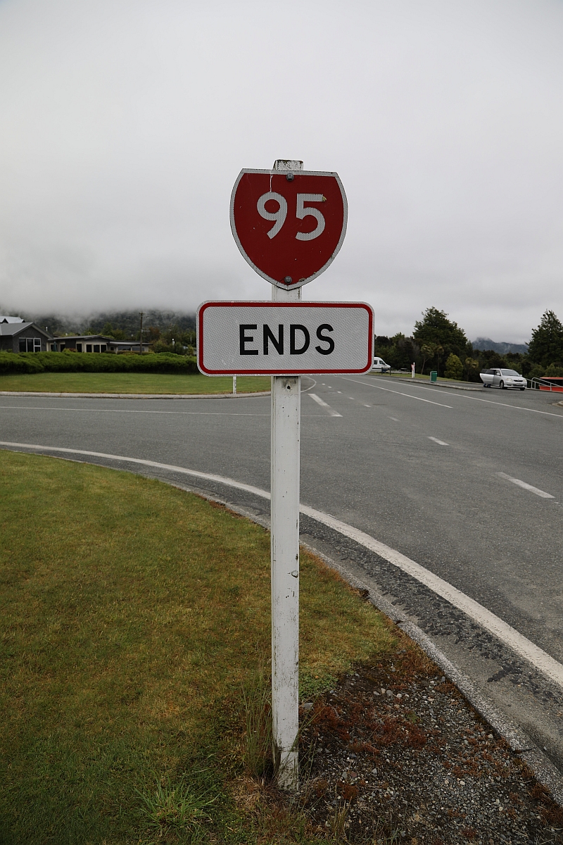 Hier endet der Highway 95 in Neuseeland.